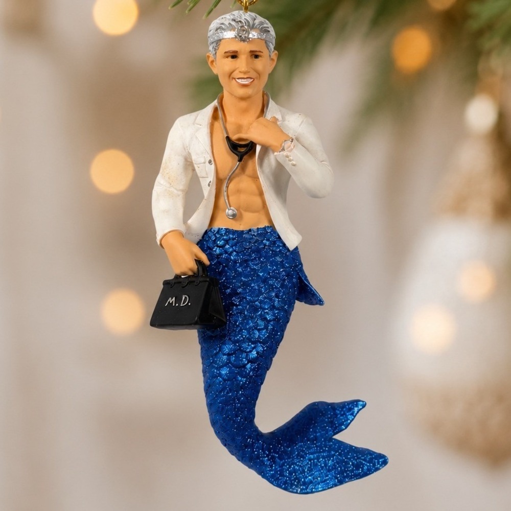 VTG December Diamonds 2006 Dr. Fish Merman Retired Ornament MD Doctor w/Box Rare